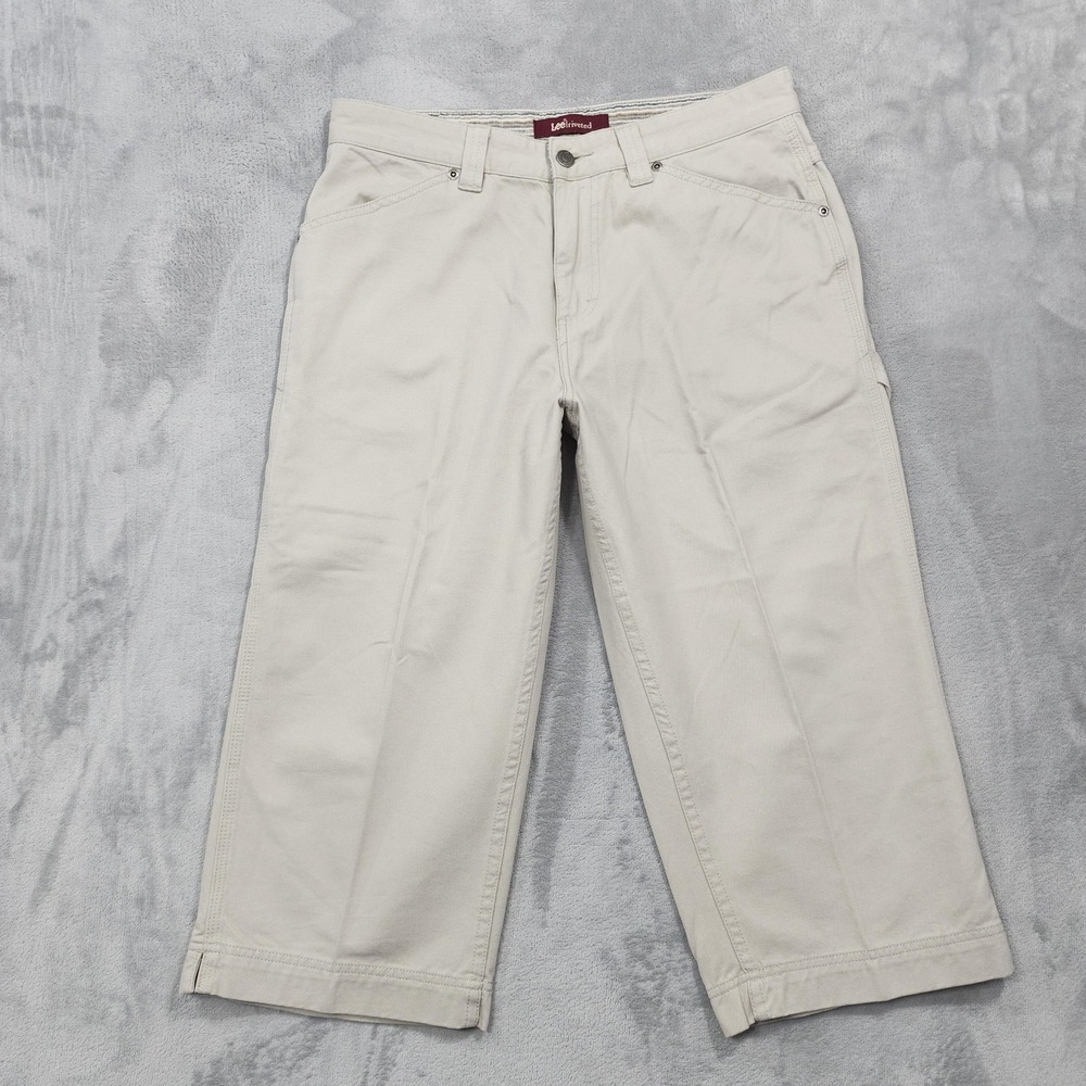 Lee Pants Womens 10M Beige Twill Capri Crop Cargo Relaxed Fit Casual Workwear